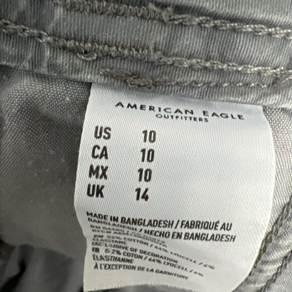 American Eagle Super Stretch Shortie Shorts Size 10 Solid Gray Pockets Zipper - Picture 6 of 12